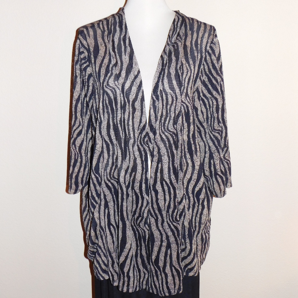 2X Maggie Barnes Brown Black Print Stretch Jacket